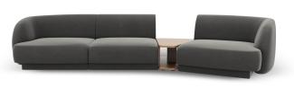 Micadoni Modulares Sofa Miley 3-Sitzer Rechts Samtstoff Hellgrau