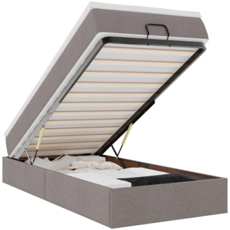 vidaXL Ottoman-Bett mit Matratze Taupe 90x200 cm Stoff 3311082