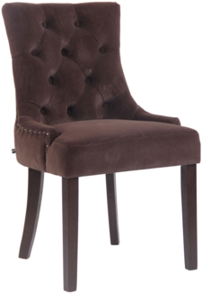 CLP Esszimmerstuhl Aberdeen Samt mit Gestell aus Kautschukholz und Sitzhöhe von 50 cm,braun antik