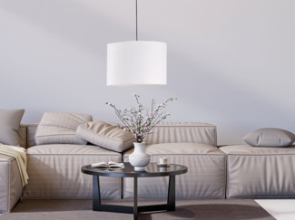 LED Hängelampe mit Lampenschirm Leinen Weiß, Ø 30cm