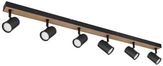 Deckenleuchte, Metall, Holzoptik, 6-Flammig