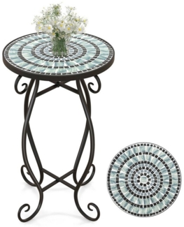 KOMFOTTEU Gartentisch Mosaik Beistelltisch, mit Metallgestell, Ø30cm