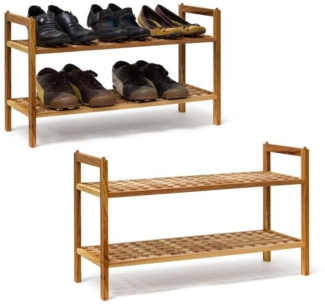 2 x Schuhregal Walnuss stapelbar