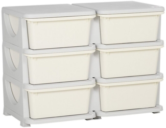 HOMCOM Spielzeugtruhe Schubladenschrank für Kinder, mit 6 Ebenen (Spielzeugkiste, 1 St, Aufbewahrungsbox), für Kinderzimmer, Cremeweiß