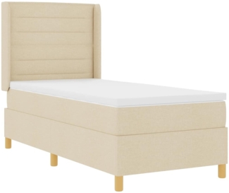 vidaXL Boxspringbett mit Matratze mit Kopfteil Creme 80x200 cm Stoff 3343600