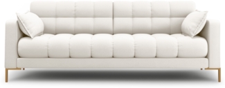 Micadoni Sofa Mamaia 3-Sitzer Strukturierter Stoff Helles Beige Metall Gold