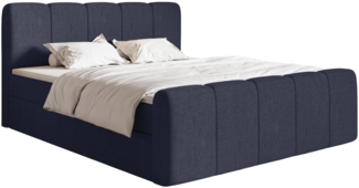 Selsey 'Cloudy II' Boxspringbett mit Bettkästen und Topper Chenille Marineblau, 200x200 cm