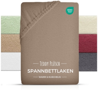 Carpe Sonno Spannbettlaken Teddy Plüsch Winter Bettlaken 90x200 100x200 140x200 180x200 200x200, Fleece, Gummizug: rundum, (1 Stück), Kuscheliges Spannbettlaken 100x200 Warmes Spannbetttuch Braun