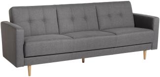 Jesper Sofa 3-Sitzer mit Bettfunktion Flachgewebe Hellgrau Buche Natur