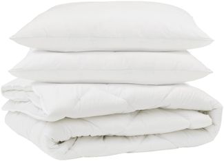 vidaXL Bettdecke mit Kissen 3 pcs Weiß Mikrofaser 3377525