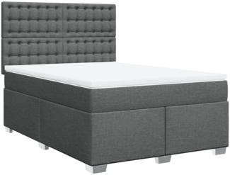 vidaXL Boxspringbett mit Matratze Dunkelgrau 140x190 cm Stoff 3290498