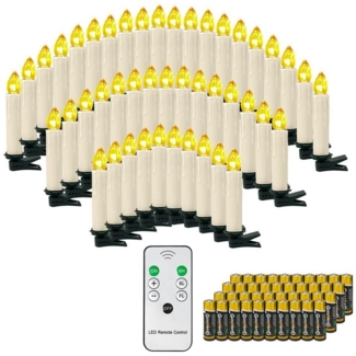 Gotoll LED-Christbaumkerzen 40er weihnachtsbaumkerzen kabellos mit Batterie und Fernbedienung, LED Weihnachtskerzen kabellos christbaumkerzen