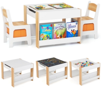 COSTWAY Kindersitzgruppe, (3-tlg), Holz mit Aufbewahrungsboxen & Bücherregalen