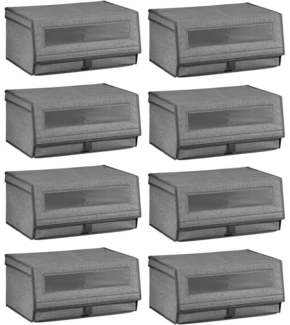 mDesign Schuhaufbewahrung Schuhbox Aufbewahrungsbox stapelbar 8er Set Dunkelgrau