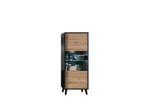 Vitrine >Artona< in Artisan-Eiche, Schwarz - 64,5x171x39,3cm (BxHxT)