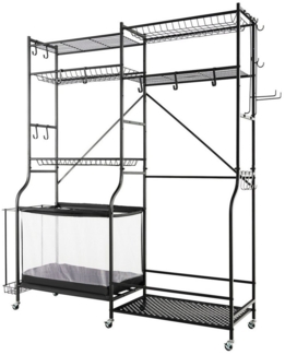 COSTWAY Sportgeräte-Regalwagen, Sportgeräteorganisator mit Regalen & Rädern