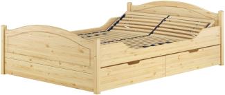 Doppelbett Massivholz 140x200 Komplettset Bett mit Staukasten V-60.33-14Federholzrahmen inkl.