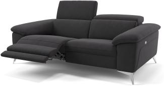 Sofanella Zweisitzer STELLA Stoffsofa verstellbar Couch in Schwarz