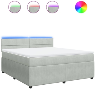 vidaXL Boxspringbett mit Matratze Hellgrau 180x200 cm Samt 3290106
