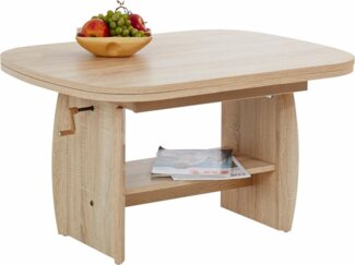 Ilert 'Michael III' Couchtisch, Wohnzimmertisch, Eiche Sägerau Dekor, ausziehbar und höhenverstellbar, ca. 90-142 cm