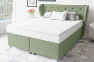 99rooms Hermes Boxspringbett 180x200 cm Strukturstoff INARI Minze Bonell-Federung