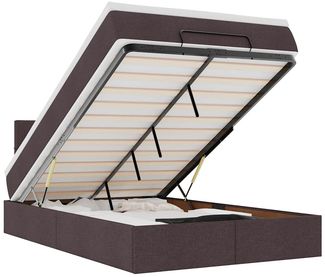 vidaXL Ottoman-Bett mit Matratze & LEDs Dunkelbraun 120x190 cm Stoff 3312294