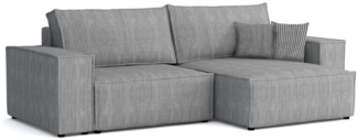 Deine Möbel 24 Wohnlandschaft MATT 255 cm breit Ecksofa Sofa Wohnzimmer L-Couch Cord Samt, Grau Beige Dunkelgrau Anthrazit Graphit Schwarz Hellgrau 2 Teile, mit Schlaffuntion Bettkasten Stauraum Bettkasten