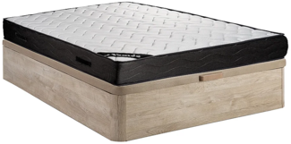 Vente-unique - Set aus Bettgestell mit Bettkasten + Matratze - 160 x 200 cm - 7-Zonen-Taschenfederkern & Memory Schaum - Stärke 24 cm - Holzfarben hell - MERISI von YSMÉE