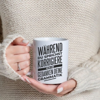 Youth Designz Tasse Ich Korrigiere Deine Grammatik Kaffeetasse Geschenk, Keramik
