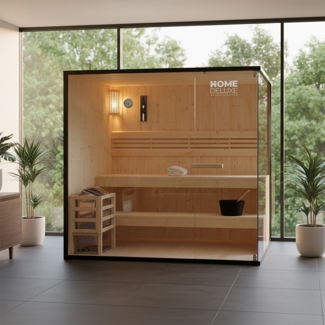 Home Delxue 'Shadow - XL' Traditionelle Sauna für 5 Personen, inkl. Ofen, Holz natur, 190 x 150 x 200 cm