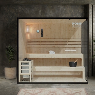 Home Delxue 'Shadow - XL' Traditionelle Sauna für 5 Personen, inkl. Ofen, Holz natur, 190 x 150 x 200 cm