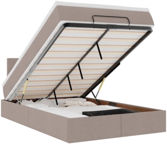 vidaXL Ottomane Bett mit Matratze & LEDs Taupe 120x190 cm Stoff 3312212