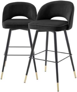 EICHHOLTZ Barhocker Cliff Set von 2 Stk. Roche Black Velvet