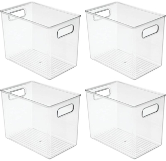Aufbewahrungsbox Kühlschrankbox Kunststoff Griffe 4er Set mDesign transparent