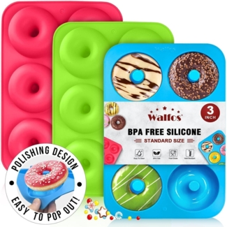Walfos Silikon Donut Backform Antihaft Backblech Kuchen Bagels Muffins 3 Stück