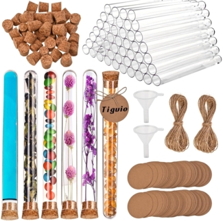 Tigvio 65 PCS Reagenzgläser Set mit Korken 150x16mm 20mL für Blumen Geschenk