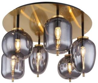 GLOBO Deckenleuchte Wohnzimmer Deckenlampe Messing Farben Rauchglas 15345-6DMM