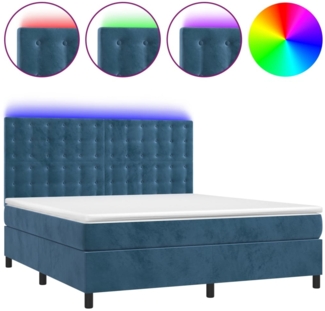 vidaXL Boxspringbett mit Matratze & LED Dunkelblau 180x200 cm Samt 3136381