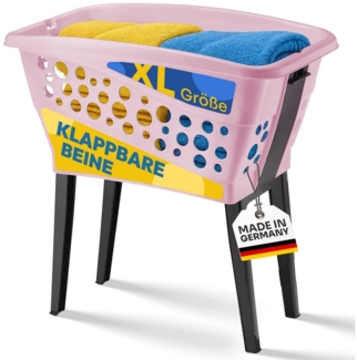 Gardissimo Wäschekorb Wäschewanne mit Beinen rosa klappbar mit Füßen 50 L Inhalt (Wäschekorb mit Beinen), faltbar Made in Germany 50 Liter Inhalt