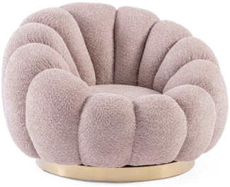 Bizzotto Drehsessel Florel aus Boucle-Stoff, Altrosa, Der Sessel ist drehbar (360)