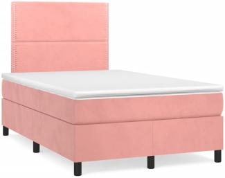 vidaXL Boxspringbett mit Matratze Rosa 120x190 cm Samt 3269994