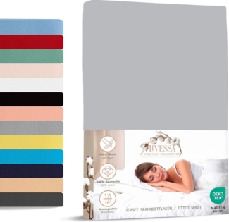 livessa Spannbettlaken weicher Jersey aus 100% Baumwolle Bettlaken in Größe 90x200, 140x200, Gummizug: Rundumgummizug, 180x200 Laken, Spannbettlaken für Matratzenhöhe bis zu 30 cm