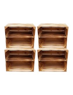 Holzkisten Regal 4er Set 50 x 40 x 30cm Geflammt Ablage Lang