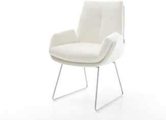 Esszimmerstuhl Clea-Flex Bouclé Soft Beige Kufengestell Edelstahl
