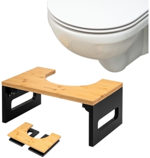 eluno Fußhocker Toilettenhocker, aus Bambus, platzsparend zusammenklappbar