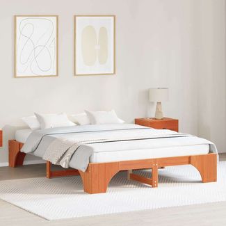 vidaXL Bettrahmen Wachsbraun 150 x 200 cm Massives Kiefernholz 872943