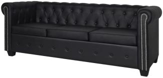 Chesterfield-Sofa 3-Sitzer Kunstleder Schwarz