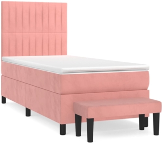 vidaXL Boxspringbett mit Matratze Rosa 80x200 cm Samt 3137934