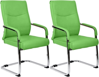 CLP 2er Set Besucherstuhl Hobart, Freischwinger mit Kunstleder oder Stoffbezug,grün Kunstleder