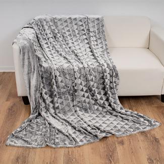 Flanell Wohndecke Kuscheldecke Wolldecke Sofadecke 150x200cm Grau